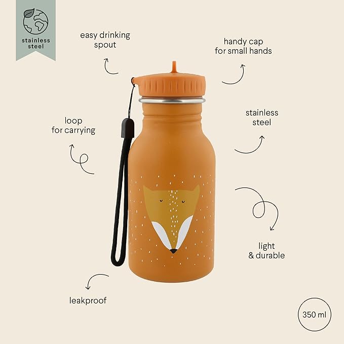 Trixie - Stainless Steel Water Bottle for Kids Fox 350ml