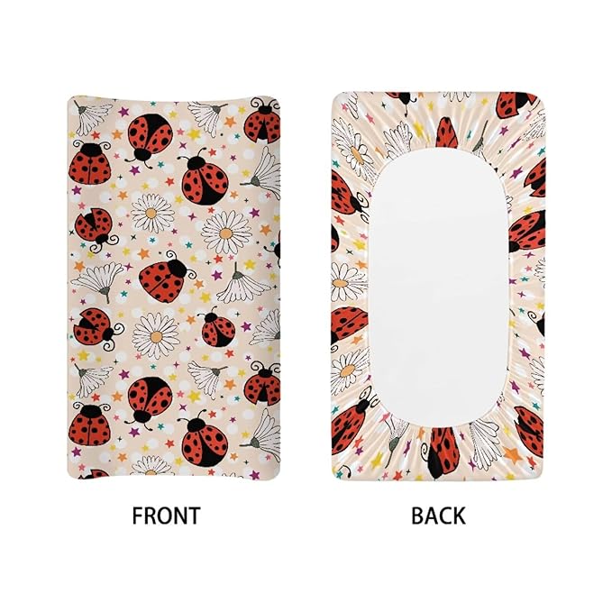 Ladybug Baby Changing Pad Cover Washable Soft Diaper Change Table Pad Covers with Elastic Edge Breathable Changing Pads Liners for All Season Nursery Decor