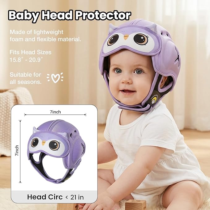 Mambobaby Baby Head Protector Helmet for Crawling and Walking, Breathable Soft Helmet, Ultra-Lightweight & Adjustable, Prevents Bumps Safety Helmet for Infants Toddlers 6-24 Months (Starry Owl)