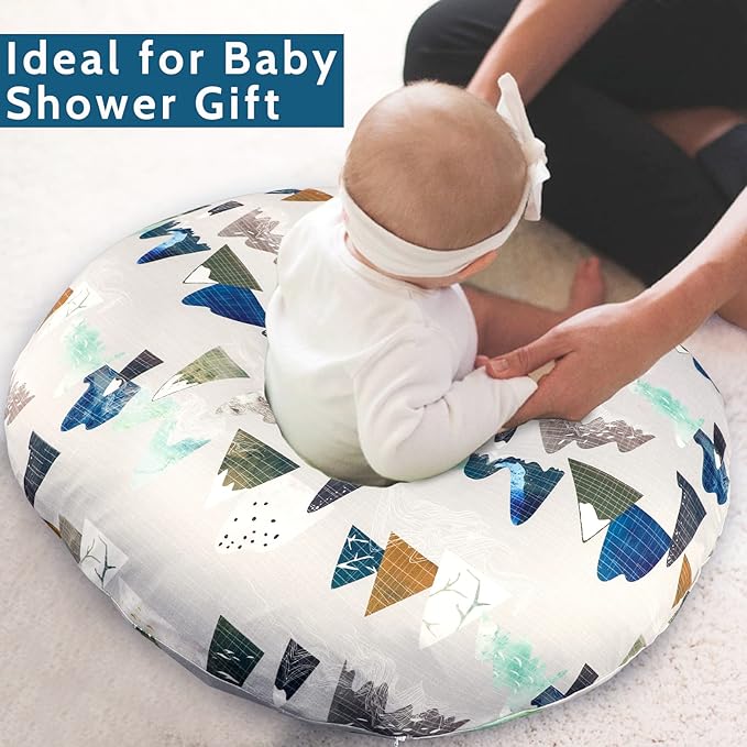 Changing Pad Cover & Nursing Pillow Cover, Neutral Breastfeeding Pillow Slipcover for Baby Boys & Girls, Changing Table Sheets Mountains