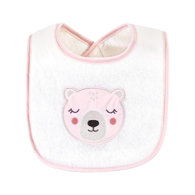 Hudson Baby Unisex Baby Cotton Terry Drooler Bibs with Fiber Filling, Pink Girl Woodland, One Size