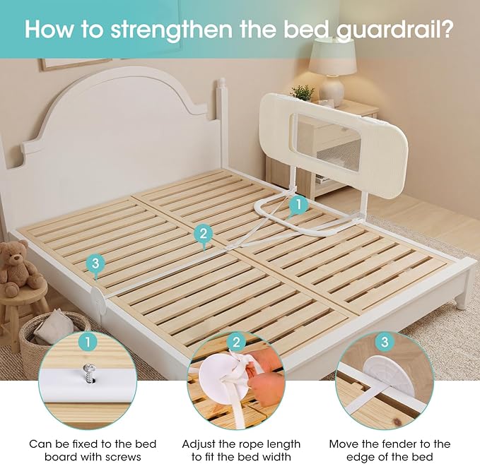 NUTIKAS Portable Bed Rails for Toddlers, 36" Foldable Travel Bed Rail for Camper Bunk, Twin Bed, Collapsible Kids Safety Bedrail with Adjustable Height