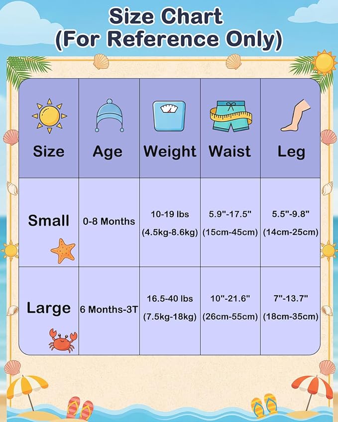 Babygoal Reusable Swim Diapers 3 Pack for 0-8 Months Newborn and Baby Swimming Lessons-Fish & Shark