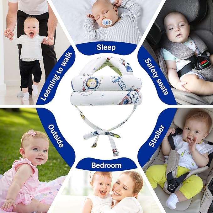 Baby Safety Helmet Baby Head Protector No Bumps for Running Walking Crawling, Safety Head Adjustable Protective Cap Headguard Hat