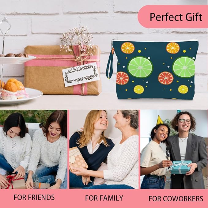 Wet Dry Bag, Wet Bag for Swimsuit, Diaper Sunscreen Large Zipper Pouch Waterproof Pouch, Beach Bags for Women, Lime and Grapefruit Patterns, Gifts for Ladies Girls Friends Colleagues and Sisters