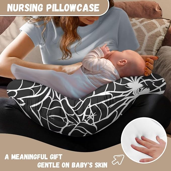 Cobweb Nursing Pillow Cover for Baby Boys Girls, Breastfeeding Pillow Slipcover Cushion Cover, Soft Fabric Fits Snug On Infant, Fits for Nursing Pillow Newborn