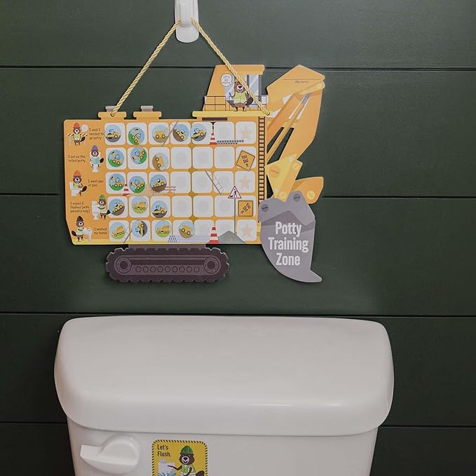 Potty Training Chart with 35 Stickers, 3 Reminder Stickers and Crown for Toddlers Boys and Girls - Potty Training Rewards for Kids - Tractor