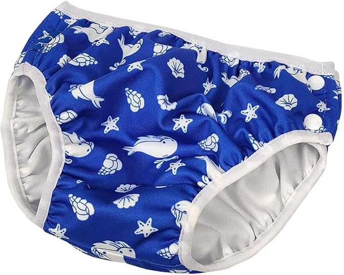Baby Kids Swim Nappies Cover Diaper Swimming Trunks Middle-Waisted Swimming Training Pants (24-36 Months, Blue)