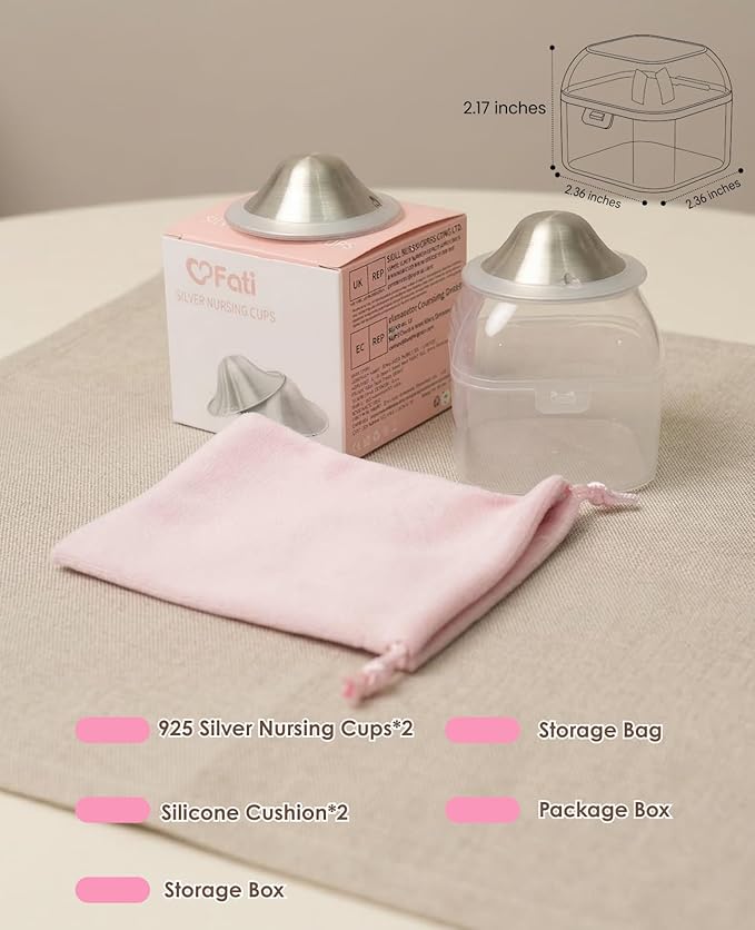 The Original Silver Nursing Cups, Nipple Covers for Breastfeeding, Nipple Shields for Nursing Newborn, Breastfeeding Essentials Silver Nipple Guards
