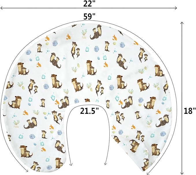 Cute Otters Family Baby Nursing Pillow Covers for Boy Girl Sea Otters Fishes Corals Conches Nursery Pillowcase for Breastfeeding Pillows Ocean Animals Soft Stretchy Slipcovers for Newborn Infant