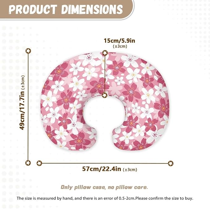 Cherry Floral Breastfeeding Pillow Slipcover for Baby Ultra Soft Comfortable Newborn Nursing Pillow Case Baby Essentials