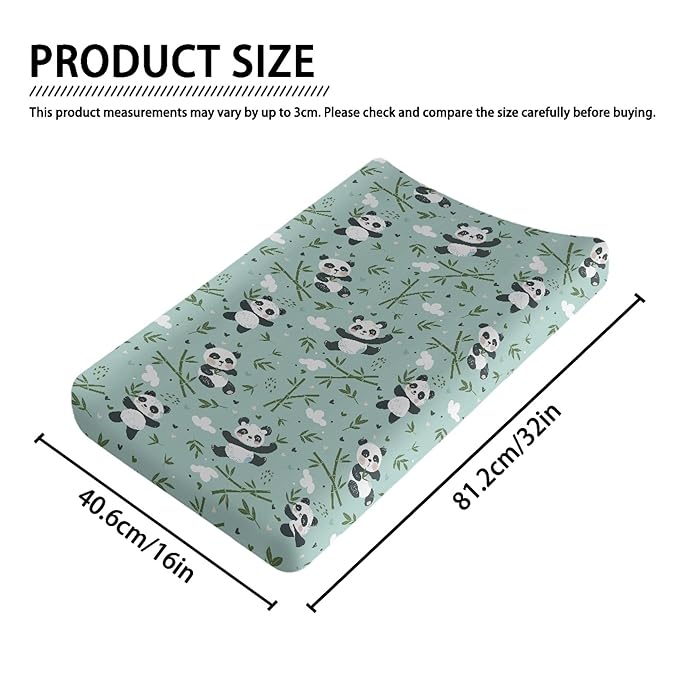 Cute Bamboo Panda Changing Pad Cover Baby Boys Girls Changing Table Pad Covers Diaper Change Table Sheets Covers Soft Breathable