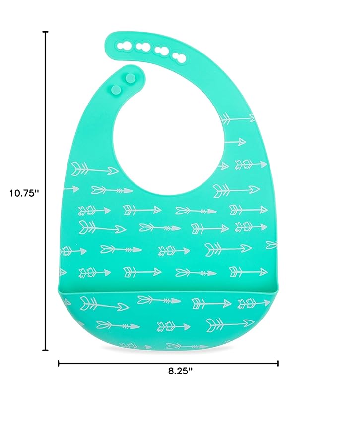 Nuby 2 Pack Adjustable Easy Clean Soft Silicone Bibs with Scoop, Arrows & Bears/Foxes