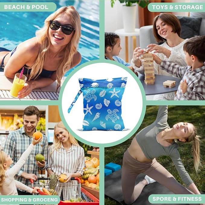 Turtle Wet Dry Bags for Diaper Waterproof Swimsuit Washable Reusable Bag for Beach Diapers Dirty Yoga Gym Clothes Plant Gifts for Men Friend Women
