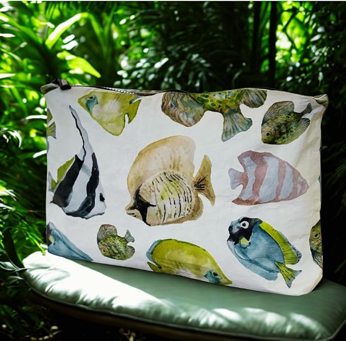 L'OLGA COLLECTION Mid Pouch|Lightweight Reusable Makeup Pouch, Toiletries |Splash-proof Cosmetic Bag, Packable & Travel Waterproof Beach Swimsuit Bathing Suit Bikini Zipper Pouch Gift for her (exotic)