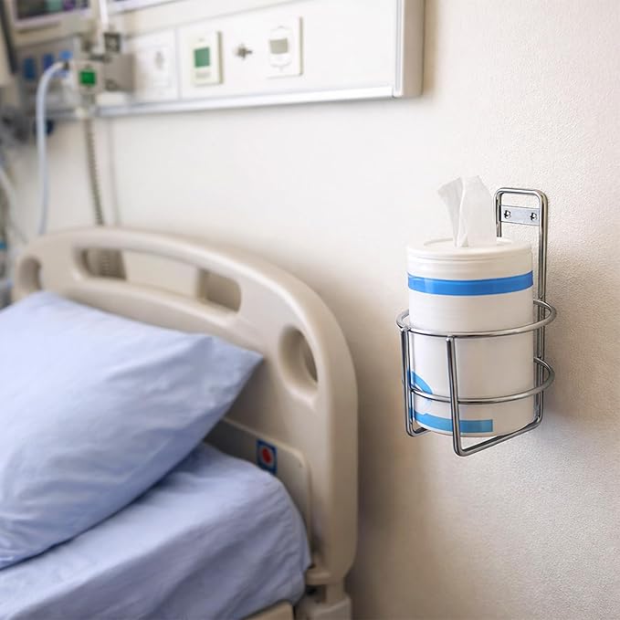 Wipes Cannister Holder for Clinic, Pet Center, School Cleaning Wet Tissues Bracket Supplies, Wall-Mount, 5.1" Dia, 1 Pcs