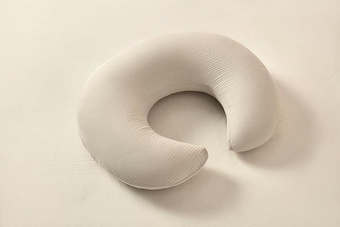 Muslin Nursing Pillow Covers, 2 Pack Breastfeeding Pillow Cases Slipcover for Baby Newborn Boys & Girls, Sand