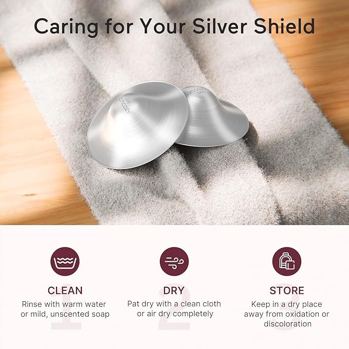 Momcozy 999 Silver Nursing Cups, Hole-Free Nipple Shields for Breastfeeding, Metal Silver Covers for Newborns (XXL)