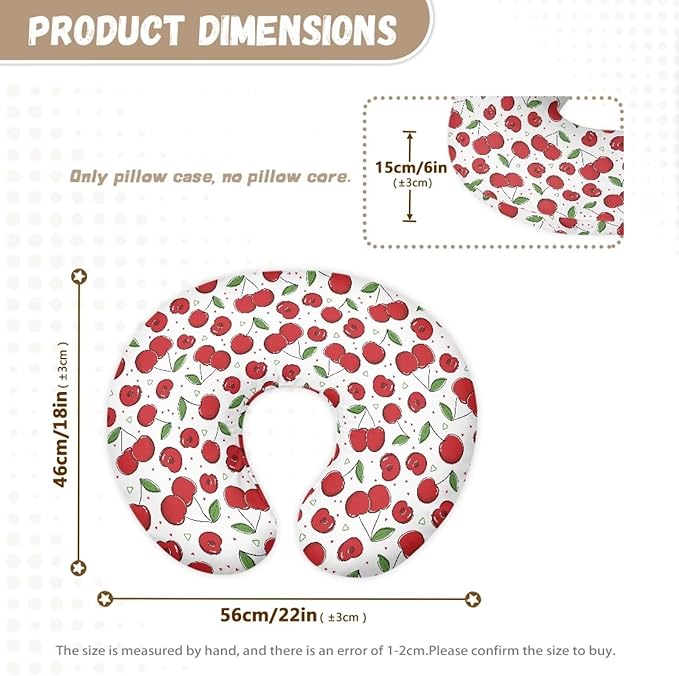Cherry Feeding Pillow Cover Washable & Breathable Nursing Pillow Slipcovers Breastfeeding Newborn Feeding Cushion Cover Practical Gift, Best Choice for Mom Cover Only