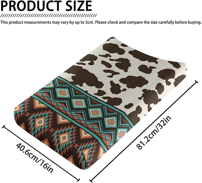 Changing Pad Cover Set, Ethnic Cow Print Breathable and Comfortable Changing Pad Cover for Boys and Girls