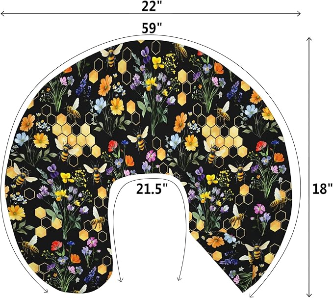 Boho Wildflower Bees Honeycomb Baby Nursing Pillow Covers for Boy Girl Watercolor Honeybee Floral Nursing Slipcovers for Breastfeeding Pillows Summer Soft Stretchy Removable Cover for Newborn Infant