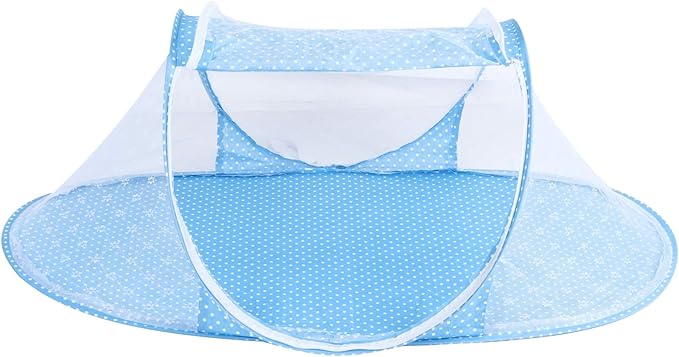 Portable Baby Mosquito Net, Folding Travel Crib Tent With Zipper Closure - Instant Pop Up Bed With Breathable Pad