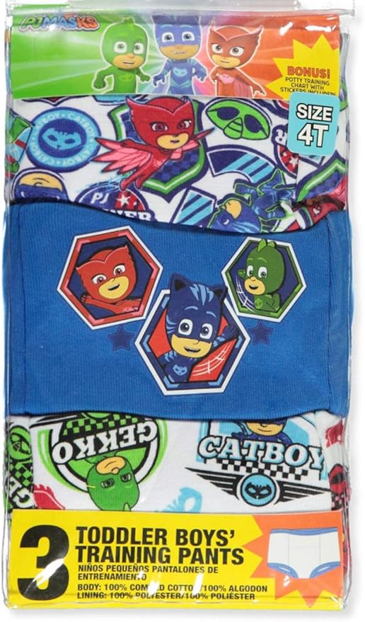 PJ Masks Baby 3pk, 7pk Or 10pk Potty Training Pants With Success Tracking Chart Including Stickers in Sizes 2t, 3t, and 4t
