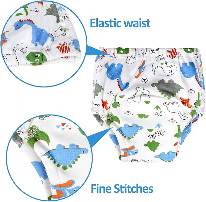MooMoo Baby Cotton Training Pants 4 Pack Padded Toddler Potty Training Underwear for Boys and Girls-12M-5T Blue