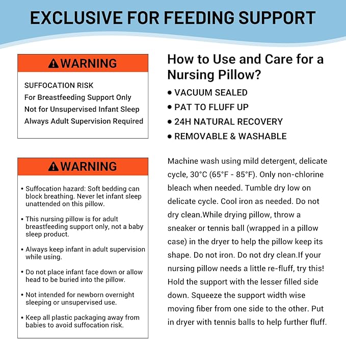 AMASKY Nursing Pillow for Breastfeeding and Bottle Feeding, Ergonomic Support for Mom and Baby, Removable Washable Cover(Milky White), Pallet of Product