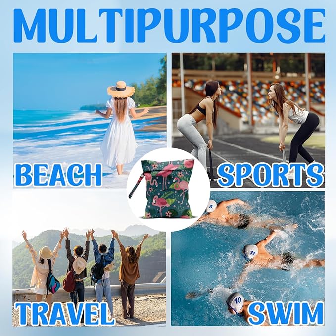 Flamingo Wet Dry Wet Bag for Swimsuit Towel Baby Travel Cloth Diapers Beach Gym Toiletries Makeup Storage Bag Summer Vacation Essential Holiday Flamingo Gifts