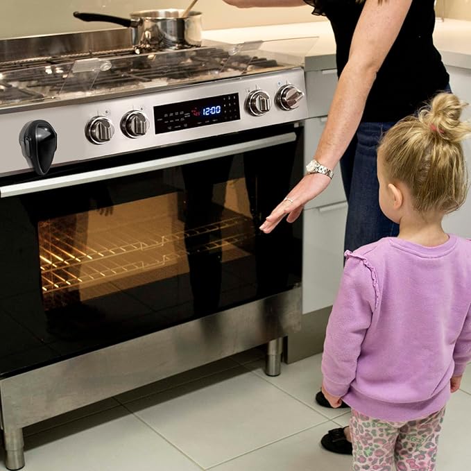 Oven Lock Child Safety - Premium Baby Proofing Oven Door Locks, Easy to Install & Use Durable and Heat-Resistant Material no Tools Need or Drill Oven Child Safety Lock (Black) - 2 Pack