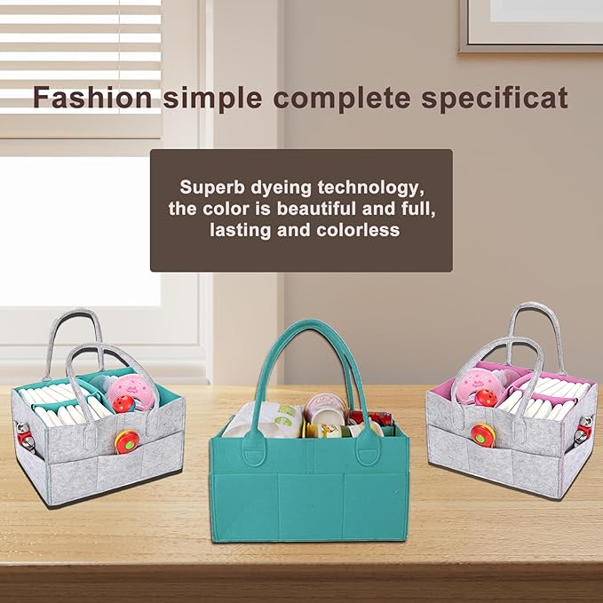 Baby Diaper Caddy is a versatile baby basket designed for nursery storage, car organization, and as a thoughtful gift for baby showers. Perfect for storing diapers and baby wipes. (Turquoise)