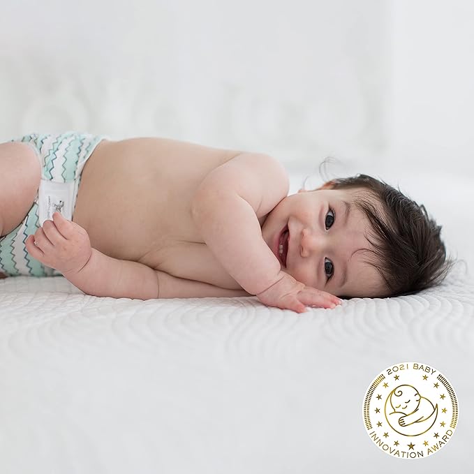 Amazing Baby Hybrid Cloth Diaper Cover with Pocket-Sling, Med, Sz 3 (12-25 lbs), Use with Boosties Inserts, Denim Mini Chevron, SmartNappy Set includes Muslin Cover + Tri-fold Insert + Booster Pad