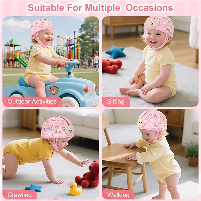 Accmor Baby Head Protector, Baby Helmet for Crawling Walking Running, Cute Infant Headguard Soft Cushion Anti-Collision Toddler Safety Helmets, Lightweight Breathable Protective Caps for 6m-24m Girls