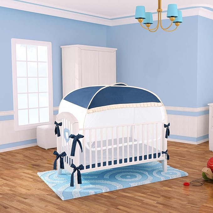 L RUNNZER Safety Crib Tent,Safety Pop Up Tent for Baby Crib,Crib Tent Cover to Keep Baby from Climbing Out and Mosquito bite