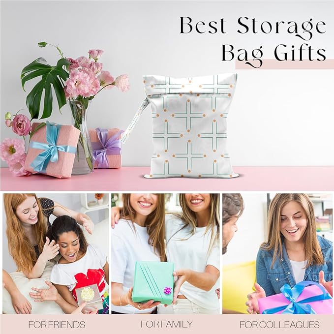 Wet Bag, Wet Dry Bag, Waterproof Swim Bags, Machine Washable Reusable Bags for Beach, Pool, Diapers, and Dirty Yoga Gym Clothes(Clean Cross Grid Design)