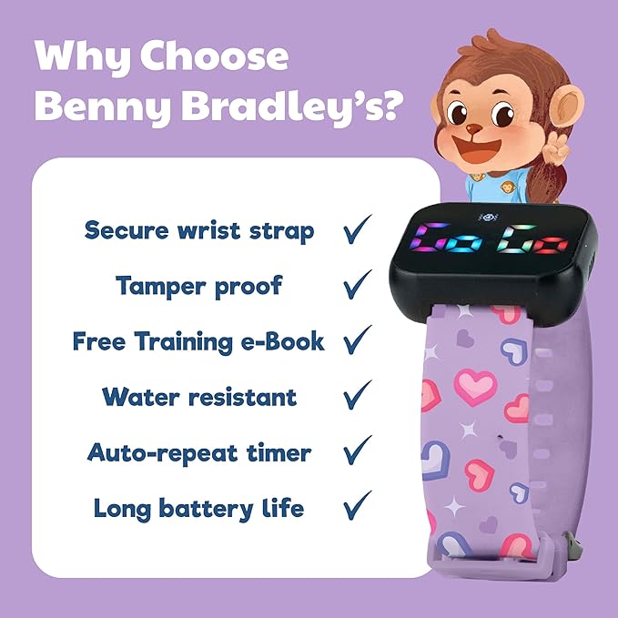 Potty Training Watch for Kids V2 – A Water Resistant Toilet Reminder Device for Boys & Girls to Train Your Toddler with Fun/Musical & Vibration Interval Reminder with Potty Training eBook (Hearts)