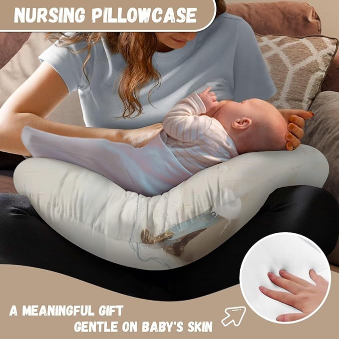 Infant Nursing Pillow Covers for Boys and Girls,Grey Breathable Nursing Pillow Slipcover Baby Pillow Cover Feeding Position Support,Bubble Bath Cat(Cover Only)