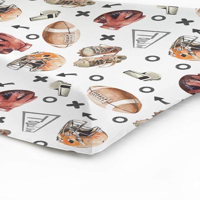 Watercolor American Football Baby Changing Pad Covers for Boy Girl 32''x16'' Outdoor Sports Fitted Diaper Change Table Sheets Sports Lovers Gift Comfort Soft Breathable Nursery Changing Table Mats