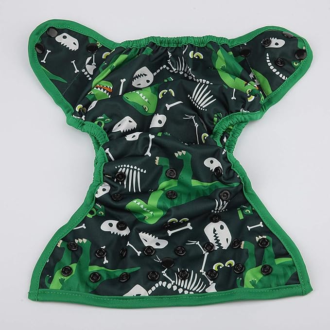 One Size Cloth Diaper Cover Snap With Double Gusset (Dinosaur)