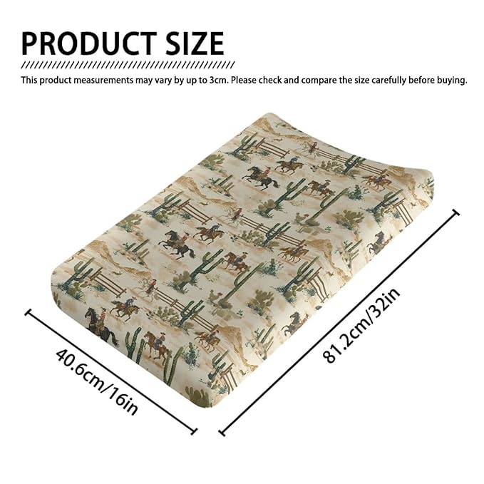 Western Cowboy Cactus Diaper Changing Table Pad Cover Soft Change Pad Cover for Baby Newborn Comfy Breathable Baby Nursery Changing Mat Sheet Protector