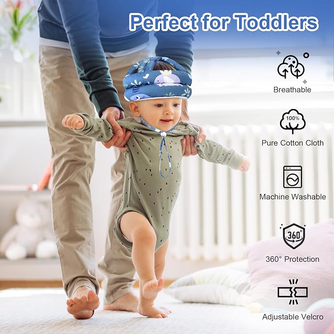 Accmor Baby Helmet for Crawling Walking, Cute Toddler Head Protector Adjustable No Bumps and Soft Cushion, Breathable Infant Safety Cap for Boys Girls Learning to Walk