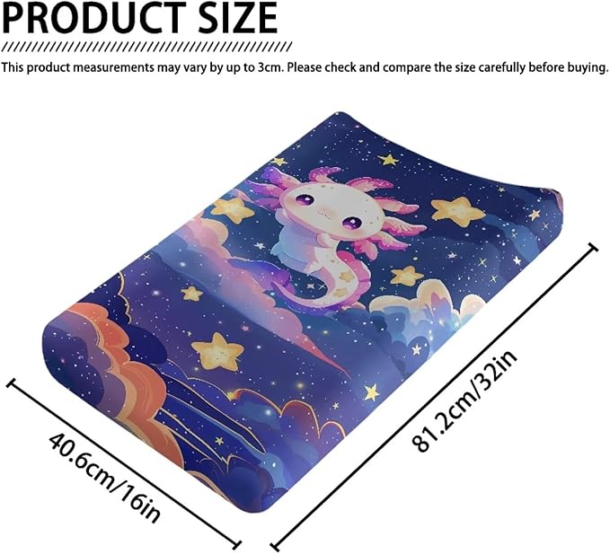 Axolotl Stars Change Pad Covers, Reusable Baby Diaper Change Table Covers Waterproof Baby Changing Pad Cover Machine Washable