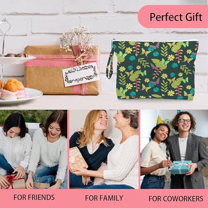 Wet Dry Bag, Wet Bag for Swimsuit, Diaper Sunscreen Large Zipper Pouch Waterproof Pouch, Beach Bags for Women, Gifts for Ladies Girls Friends Colleagues and Sisters, Floral and Butterfly Patterns