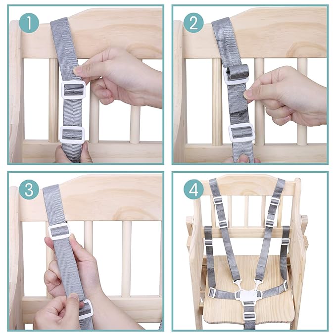High Chair Straps, Replacement 5-Point Harness for Stroller, High Chair, Pram, Buggy – Adjustable Safety Belt for Kids, Comfortable, Durable, Easy Installation