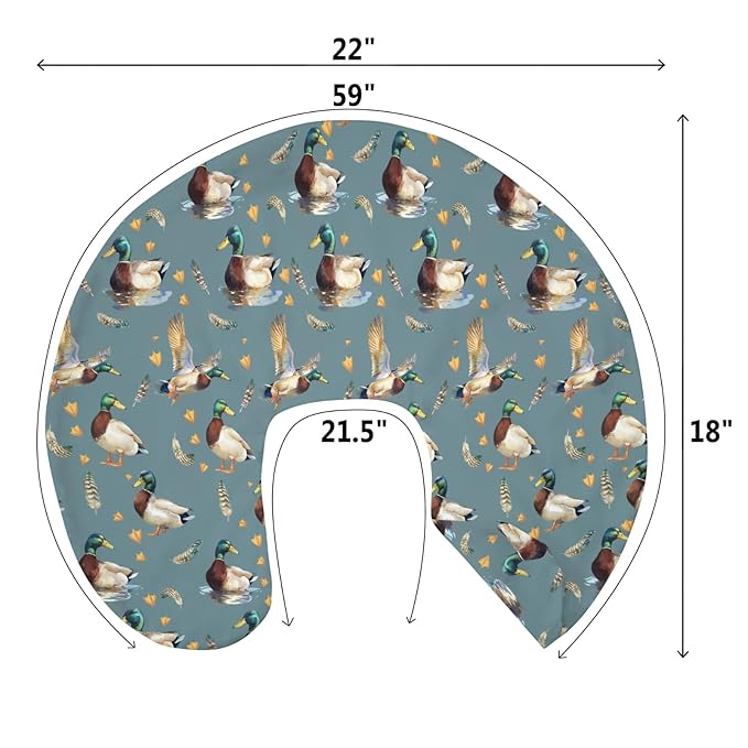 Vintage Mallard Ducks Baby Nursing Pillow Covers for Boy Girl Retro Duck Hunting Nursery Pillowcase for Breastfeeding Pillows Wild Birds Feathers Soft Stretchy Slipcovers for Newborn Infant