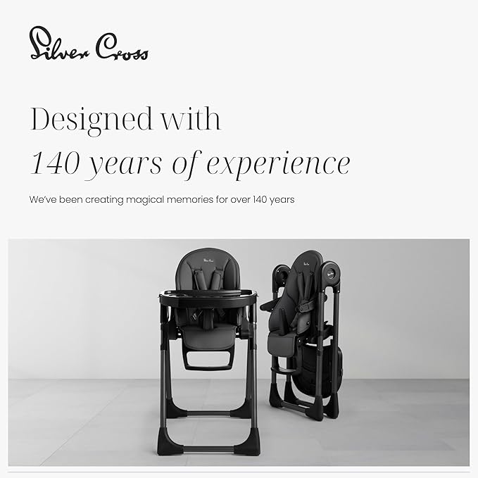 Silver Cross Gourmet High Chair for Babies and Toddlers - Portable Lightweight Baby High Chair for Newborns to 3 Years - Foldable Toddler Chair, Easy to Clean, with Deep Recline & 7 Height Positions