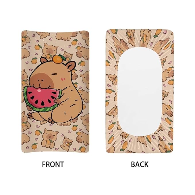 Cute Baby Changing Pad Cover Capybara Baby Diaper Change Table Pad Covers 32 * 16 Inch Easy to Install Cradle Mattress Sheets Nursery Decor