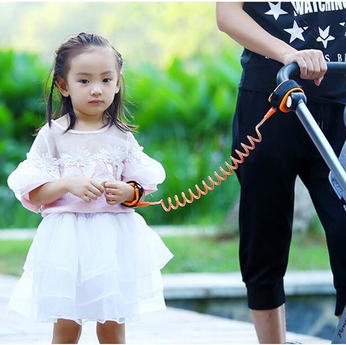 Baby Child Anti Lost Safety Wrist Link Harness Strap Rope Leash Walking Hand Belt for Toddlers, Kids(1.5m Orange)