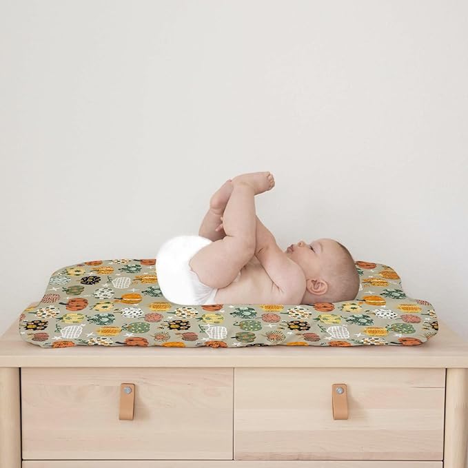 Vintage Fall Pumpkins Floral Baby Changing Pad Covers Autumn Harvest Diaper Changing Table Sheets for Boy Girl Thanksgiving Soft Breathable Stretch Baby Change Pad Table Mats 32''x16''